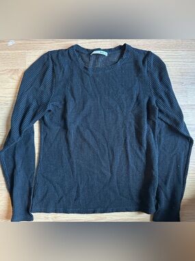 Wilfred Free Black Mesh Lightweight Knit Sweater Sz LG